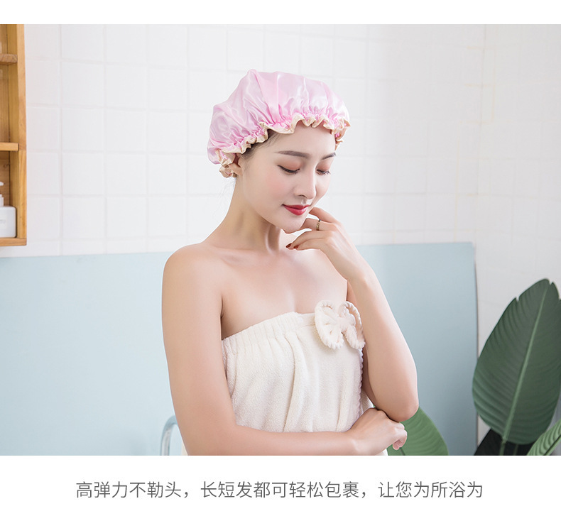 layer shower cap waterproof hat for women bath long hair shower head cover adult style hair cover lampblack dry hair cap