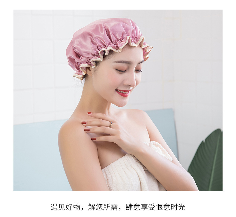 layer shower cap waterproof hat for women bath long hair shower head cover adult style hair cover lampblack dry hair cap