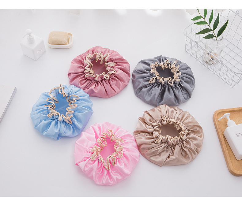 layer shower cap waterproof hat for women bath long hair shower head cover adult style hair cover lampblack dry hair cap