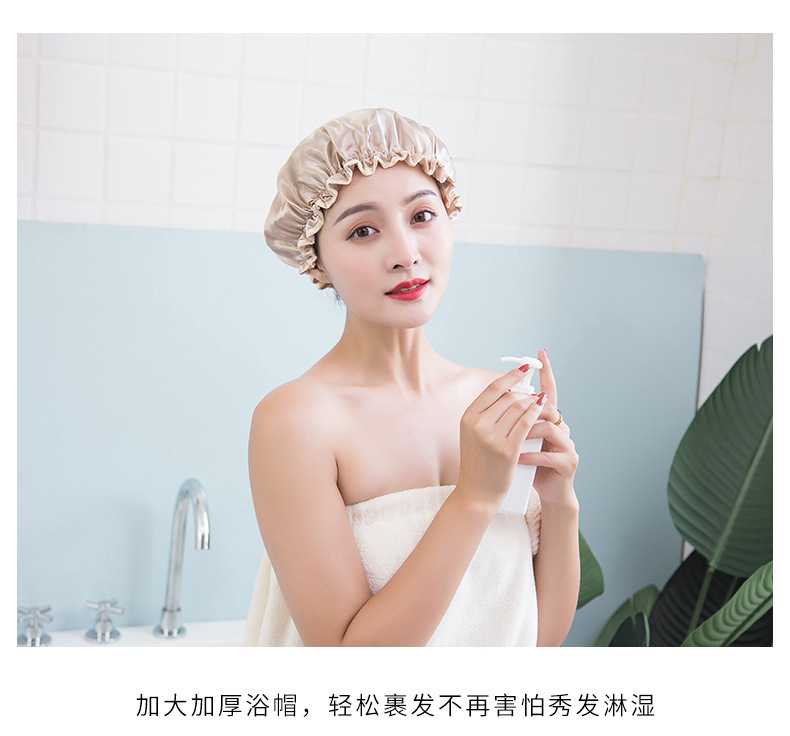 layer shower cap waterproof hat for women bath long hair shower head cover adult style hair cover lampblack dry hair cap