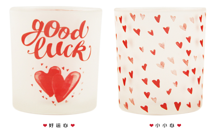New Lover Heart-Shaped Pattern Glass Candlestick DIY Incense Candle Empty Cup Home Ornament Furnishing Customizable