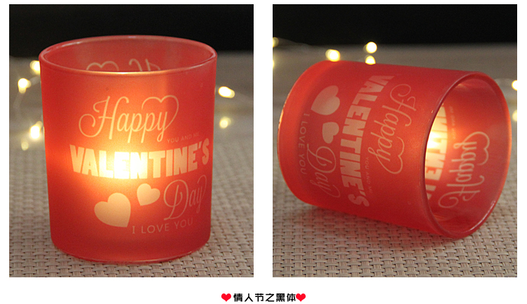 New Lover Heart-Shaped Pattern Glass Candlestick DIY Incense Candle Empty Cup Home Ornament Furnishing Customizable
