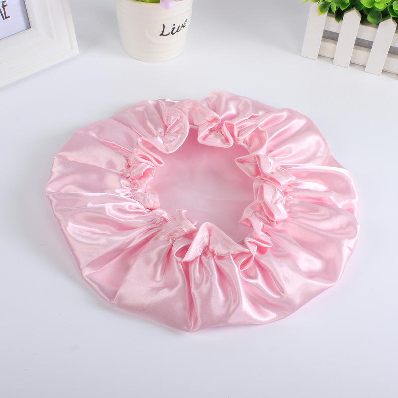 spot double layer bath cap waterproof pink bath cap PEVA lady shower cap color cloth shower cap a substitute hair