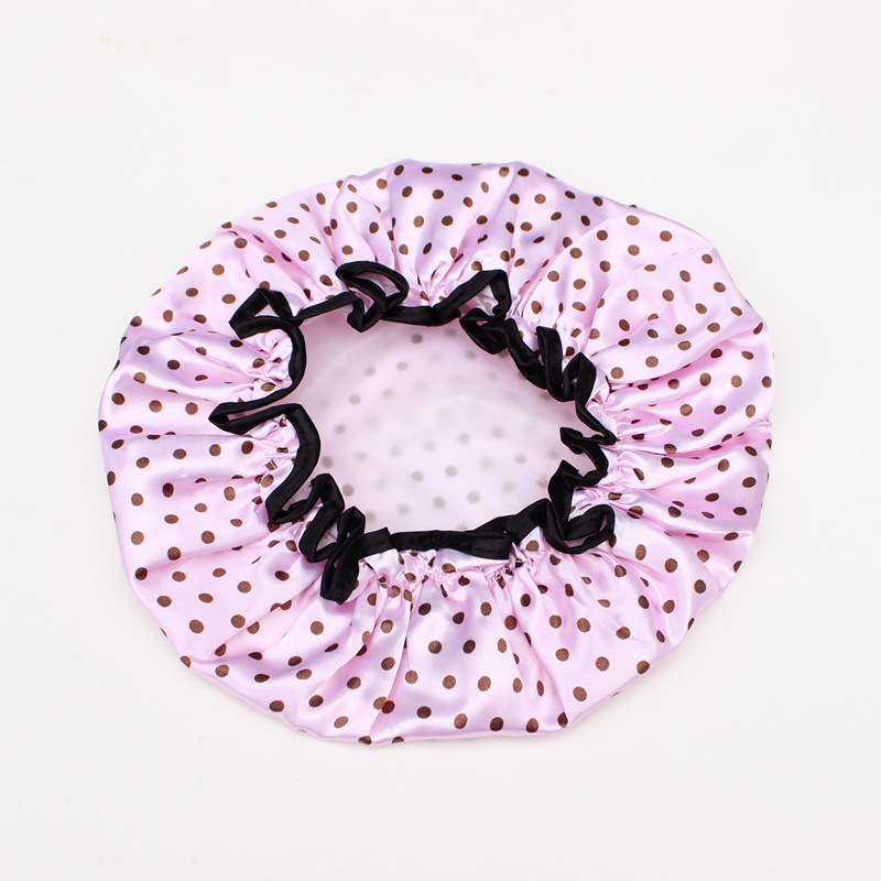 spot double layer bath cap waterproof pink bath cap PEVA lady shower cap color cloth shower cap a substitute hair