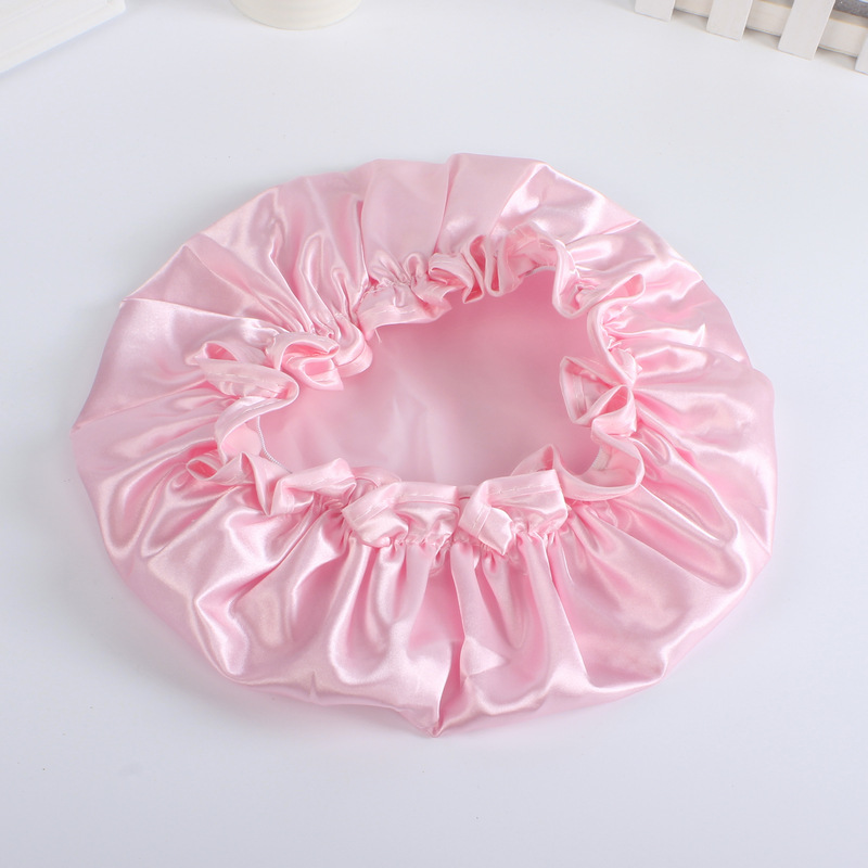 spot double layer bath cap waterproof pink bath cap PEVA lady shower cap color cloth shower cap a substitute hair