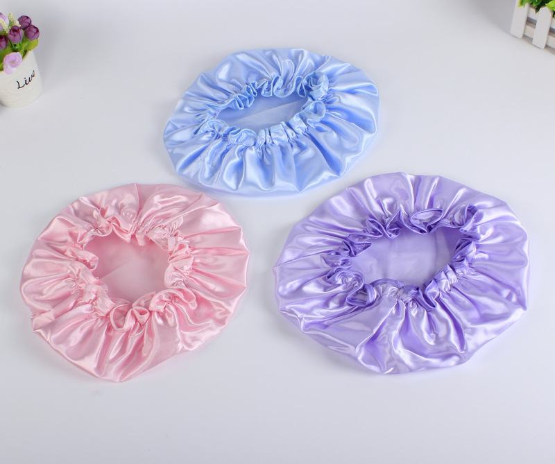 spot double layer bath cap waterproof pink bath cap PEVA lady shower cap color cloth shower cap a substitute hair