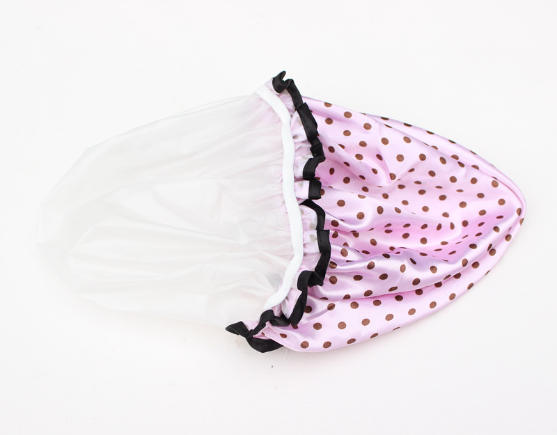 spot double layer bath cap waterproof pink bath cap PEVA lady shower cap color cloth shower cap a substitute hair