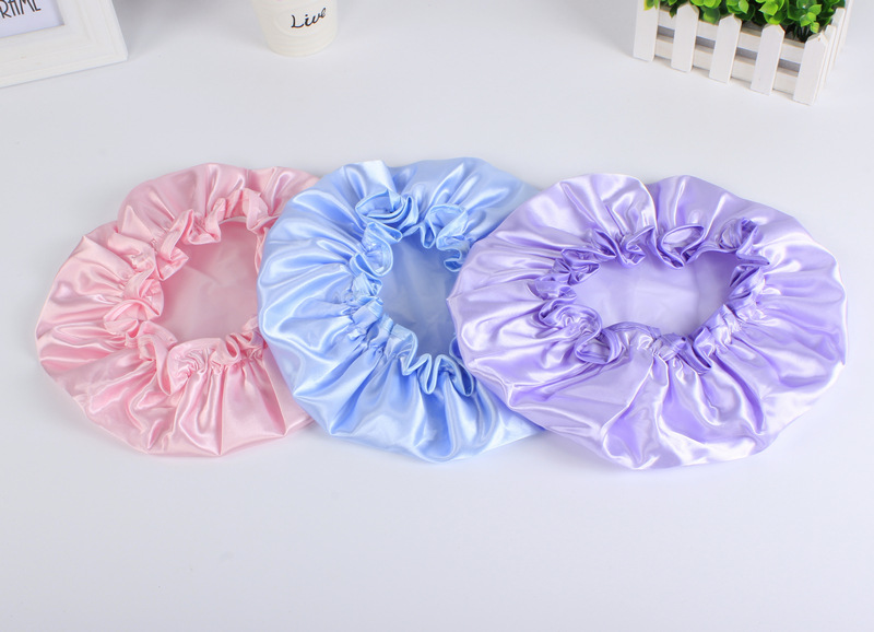 spot double layer bath cap waterproof pink bath cap PEVA lady shower cap color cloth shower cap a substitute hair