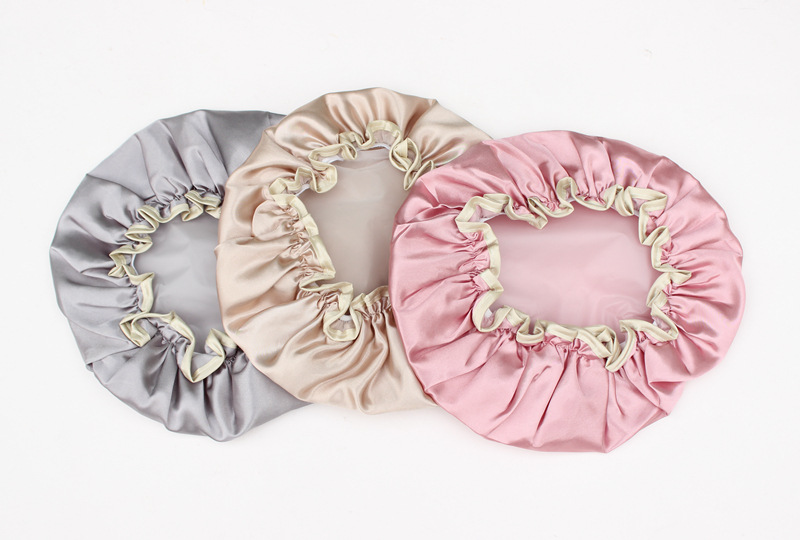 spot double layer bath cap waterproof pink bath cap PEVA lady shower cap color cloth shower cap a substitute hair