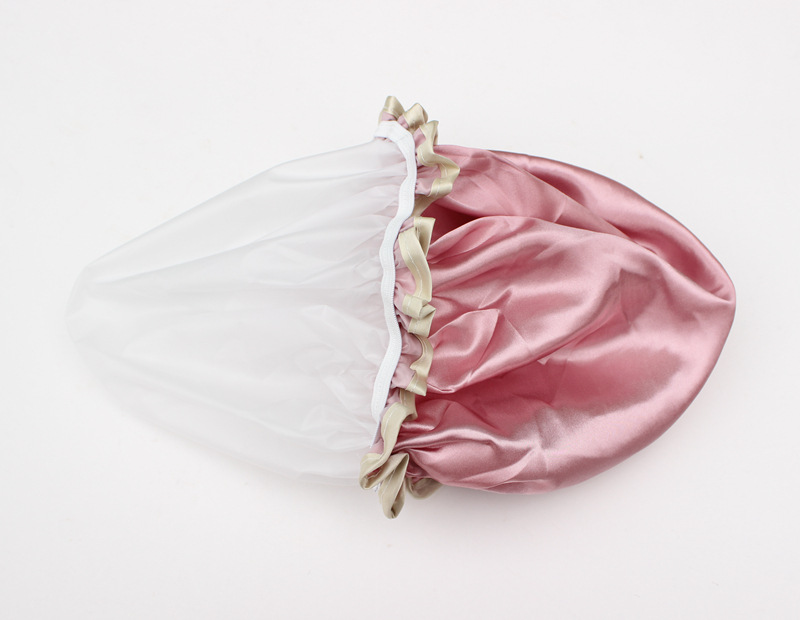 spot double layer bath cap waterproof pink bath cap PEVA lady shower cap color cloth shower cap a substitute hair
