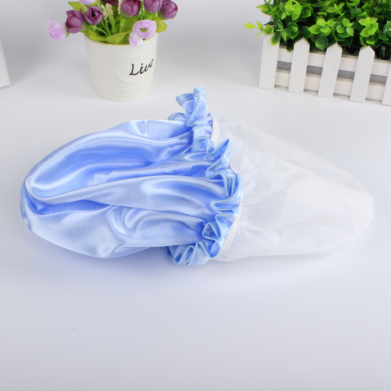 spot double layer bath cap waterproof pink bath cap PEVA lady shower cap color cloth shower cap a substitute hair