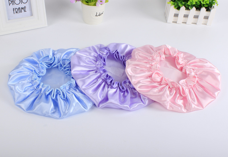 spot double layer bath cap waterproof pink bath cap PEVA lady shower cap color cloth shower cap a substitute hair