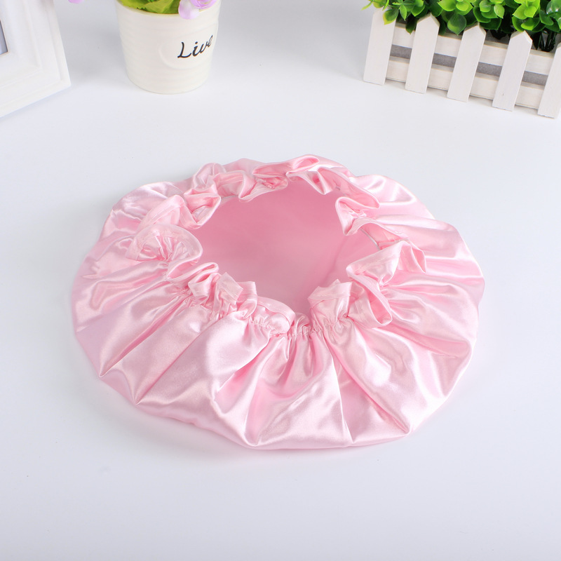 spot double layer bath cap waterproof pink bath cap PEVA lady shower cap color cloth shower cap a substitute hair