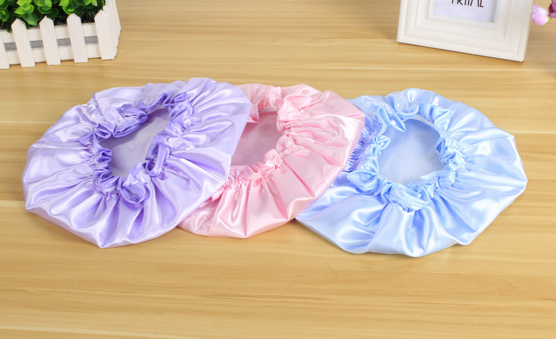 spot double layer bath cap waterproof pink bath cap PEVA lady shower cap color cloth shower cap a substitute hair