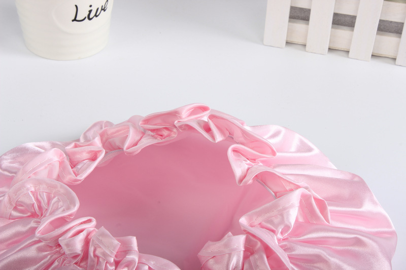 spot double layer bath cap waterproof pink bath cap PEVA lady shower cap color cloth shower cap a substitute hair