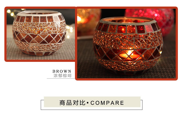 Colorful Mosaic Glass Candlestick Romantic Ornaments Gift DIY Incense Cup Candle Cup Succulent Flower Pot Pen Holder