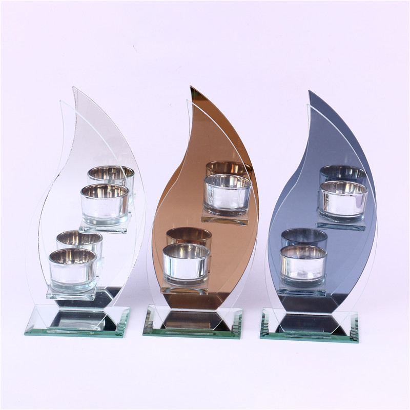 Crystal Glass Candlestick Candle Holder Two-Headed Candlestick Shaped Candlestick