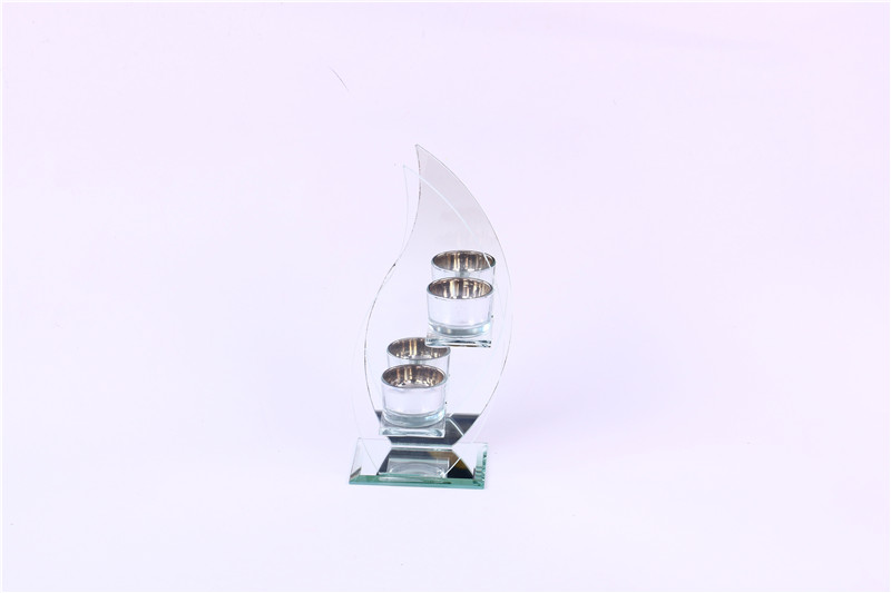Crystal Glass Candlestick Candle Holder Two-Headed Candlestick Shaped Candlestick