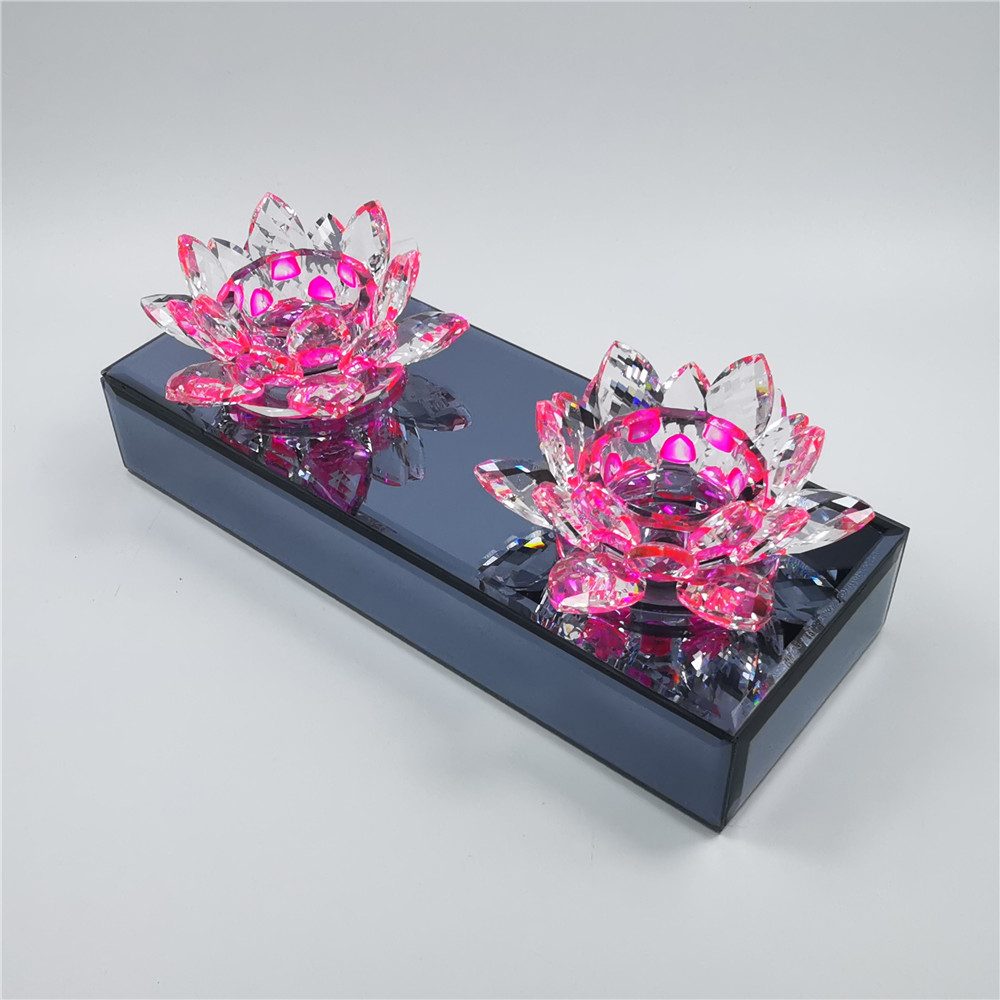 Crystal Lotus Candlestick Candle Holder 3-Head Candlestick