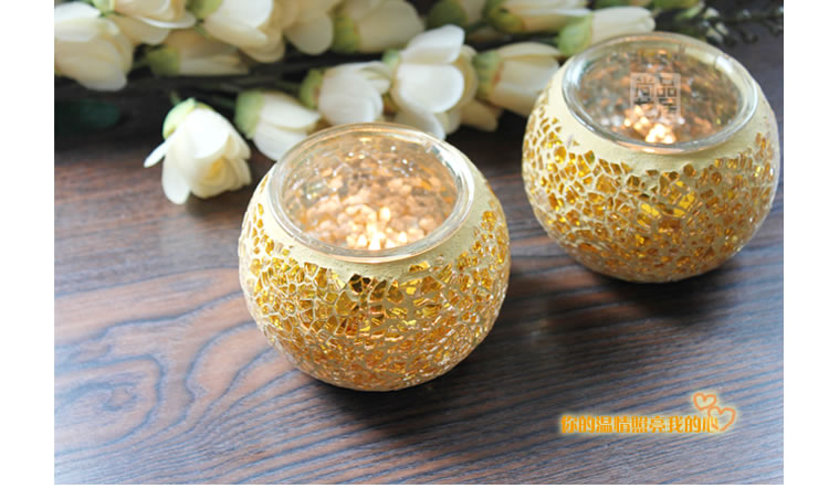 European-Style Golden Mosaic Glass Candlestick Romantic Candlelight Dinner Confession Gift Bar Decoration Decoration Props European-Style Golden Mosaic Glass Candlestick Romantic Candlelight Dinner Confession Gift Bar Decoration Decoration Props