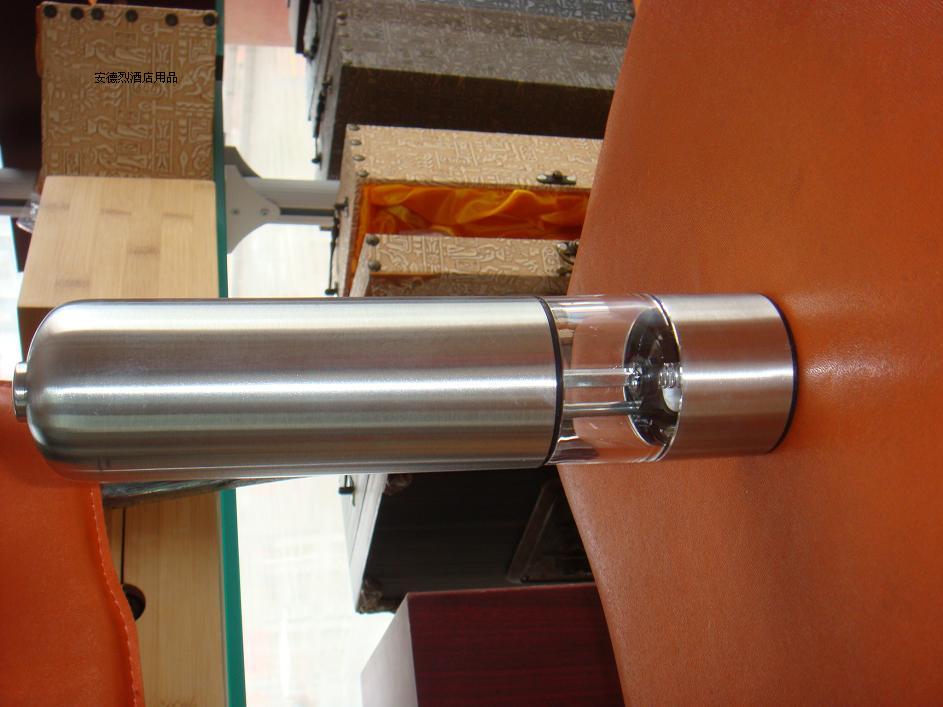 Stainless steel electric Pepper Mill. Pepper, coarse salt mill. Sauce easy