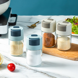 Glass Rotating Kitchen Spice Jar Household Pepper Barbecue Soy Sauce Vinegar Seasoning Bottle Salt Jar Japanese-Style Seal Seasoning Box