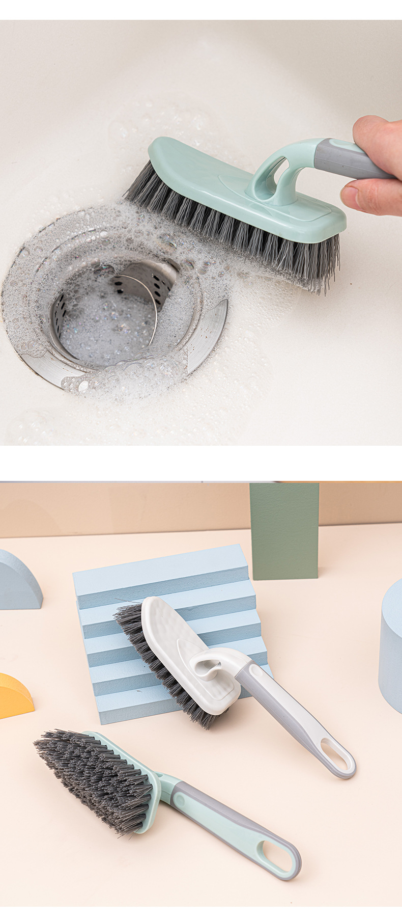 Floor Brush Short Handle Bristle Tile Gap Brushes Bathroom Corner Brush Toilet Bathroom No Dead Angle Cleaning Gadget