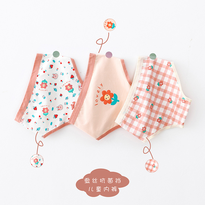Korean Style Children&#039;s Underwear Women&#039;s Three-Four-Corner Pure Cotton Fresh Medium and Big Children&#039;s Cotton Girls&#039; Shorts Boxer Baby Little Girl