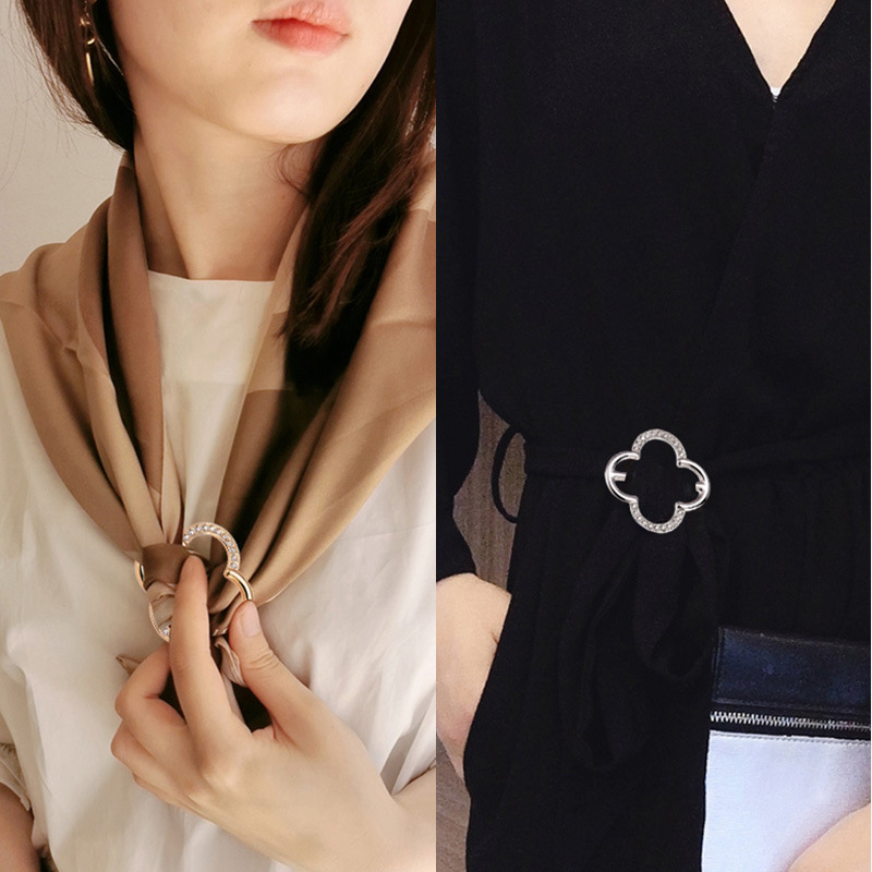 Korean Style Clothes Corner Buckle Knotted High-Grade Silk Scarves Buckle Women&#039;s Ring Dual-Use All-Matching Multi-Functional Shirt/T-shirt Buckle Hem Accessories