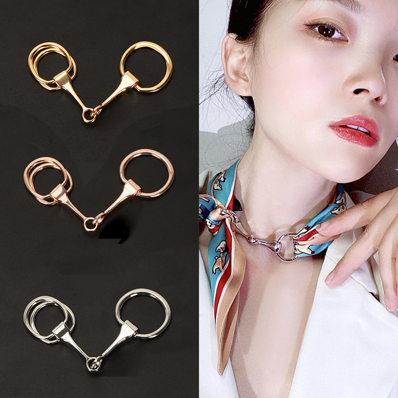 Korean Style Clothes Corner Buckle Knotted High-Grade Silk Scarves Buckle Women&#039;s Ring Dual-Use All-Matching Multi-Functional Shirt/T-shirt Buckle Hem Accessories