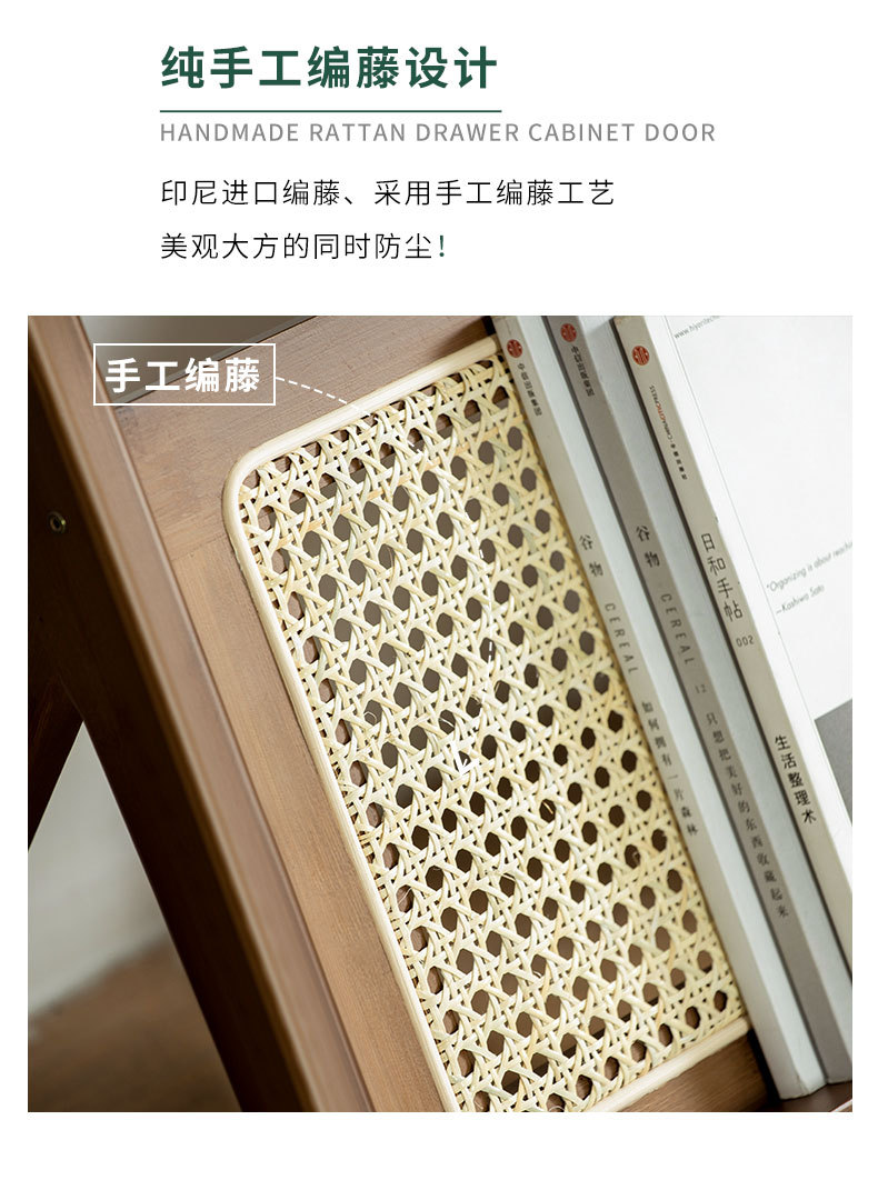 Living Room Sofa Side Table Side Cabinet Small Coffee Table Bedside Small Table Japanese Small Apartment Rattan Glass Corner Table Movable