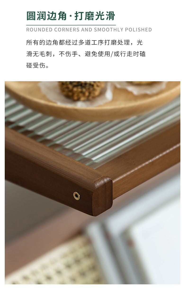 Living Room Sofa Side Table Side Cabinet Small Coffee Table Bedside Small Table Japanese Small Apartment Rattan Glass Corner Table Movable