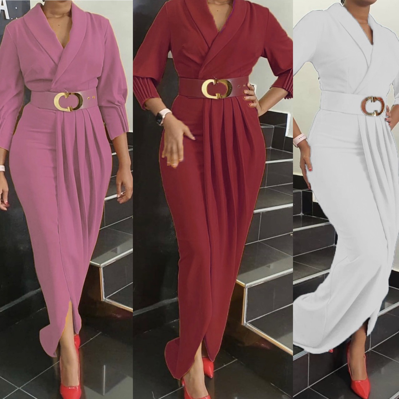 Amazon Hot 2021 Spring and Autumn Women&#039;s Clothing plus Size African Fashion European and American Style Women&#039;s Clothing Elegant Commuter Dress