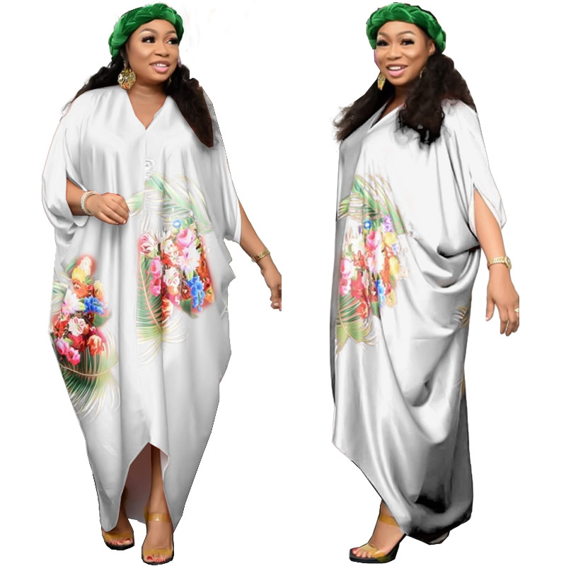 2022 Cross-Border Amazon Spring New African Large Size Women's Printed Loose Batwing Sleeve Dress GH 2022 Cross-Border Amazon Spring New African Large Size Women's Printed Loose Batwing Sleeve Dress GH