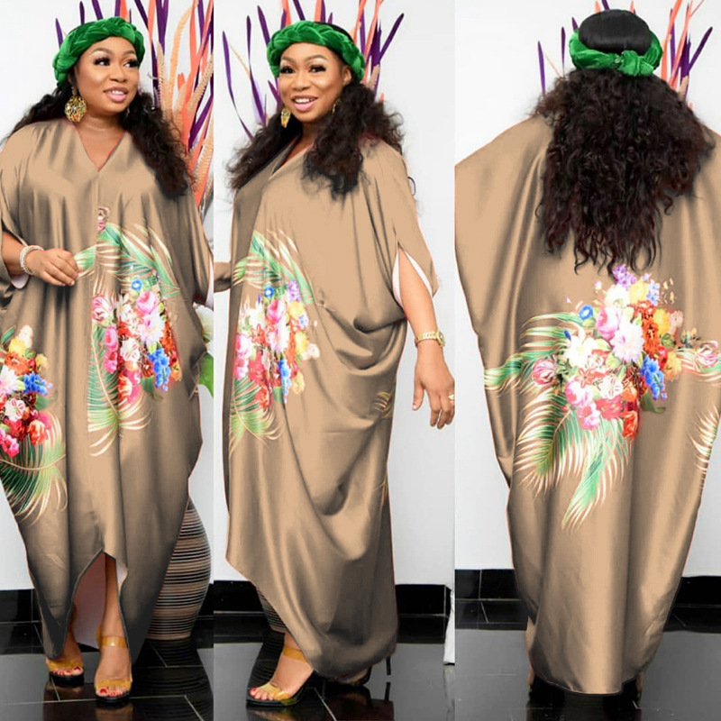 2022 Cross-Border Amazon Spring New African Large Size Women's Printed Loose Batwing Sleeve Dress GH 2022 Cross-Border Amazon Spring New African Large Size Women's Printed Loose Batwing Sleeve Dress GH