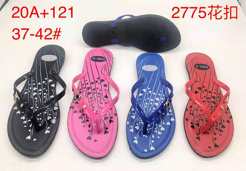 Foreign Trade PVC Blowing African Hard Bottom Printed Black Beach Flip Flops Women&#039;s Outer Slippers Factory Custom