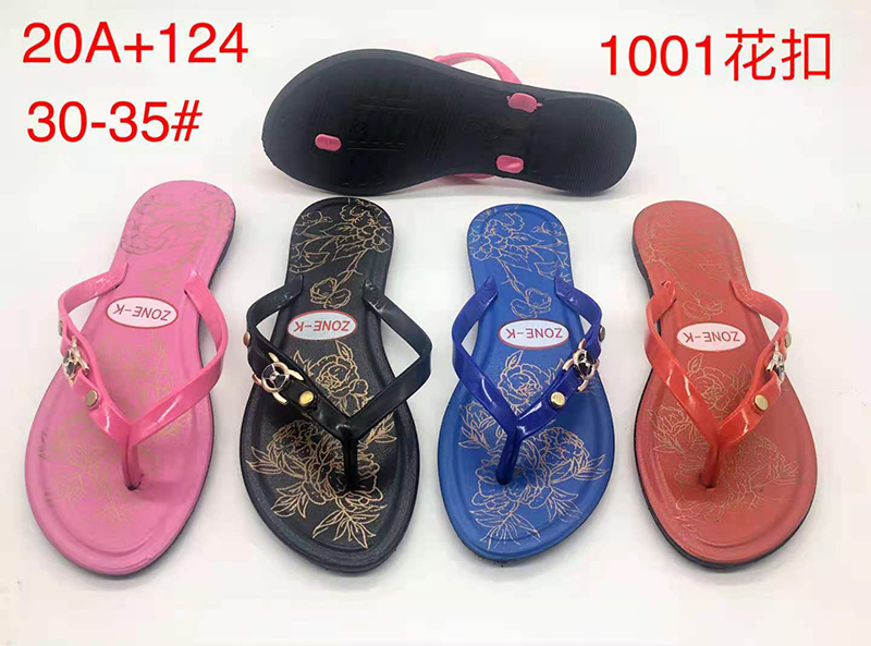 Foreign Trade PVC Blowing African Hard Bottom Printed Black Beach Flip Flops Women&#039;s Outer Slippers Factory Custom