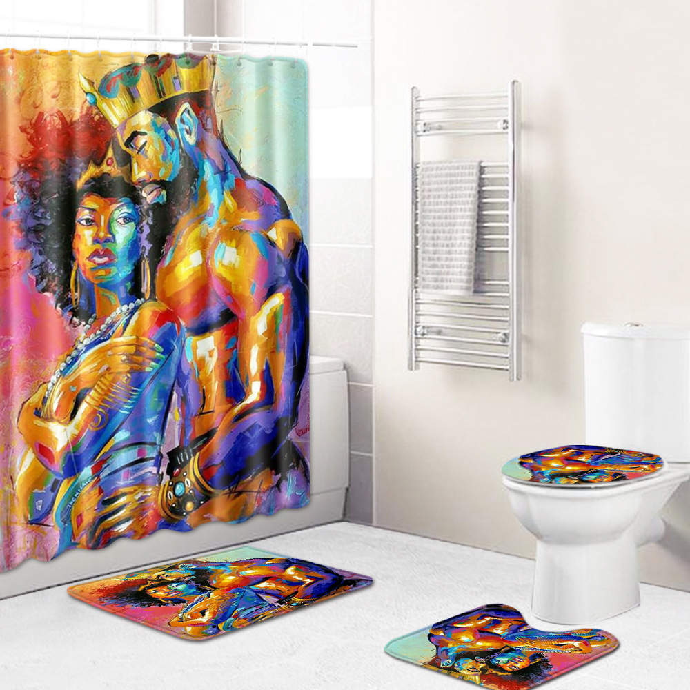 Cross-Border Hot Selling African Women&#039;s Four-Piece Bathroom Combination Set Household Doormat Absorbent Non-Slip Floor Mat Carpet