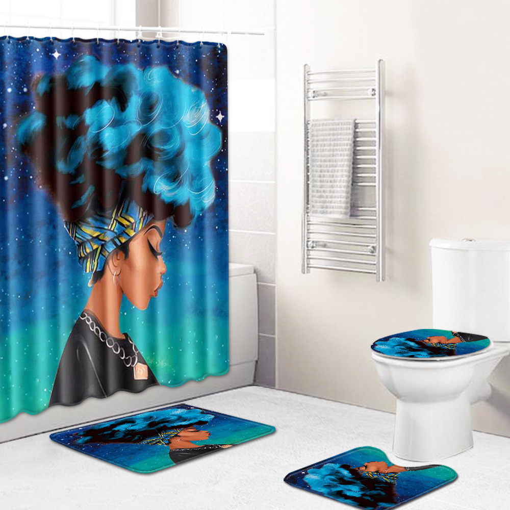Cross-Border Hot Selling African Women&#039;s Four-Piece Bathroom Combination Set Household Doormat Absorbent Non-Slip Floor Mat Carpet