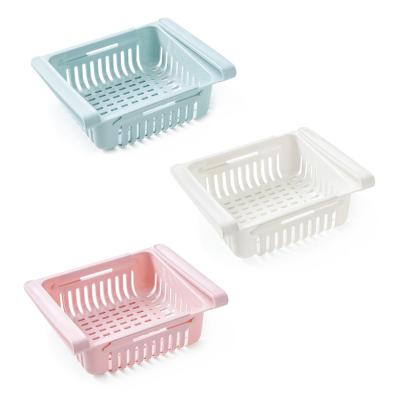 LHS Refrigerator Storage Basket Fresh-Keeping Retractable Egg Tray Refrigerator Storage Box Refrigerator Storage