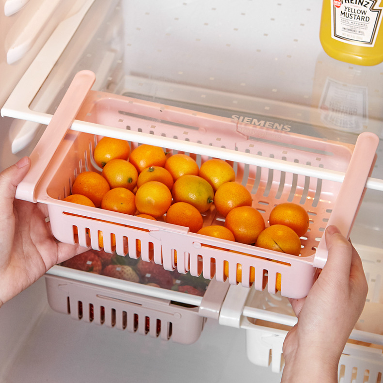 LHS Refrigerator Storage Basket Fresh-Keeping Retractable Egg Tray Refrigerator Storage Box Refrigerator Storage