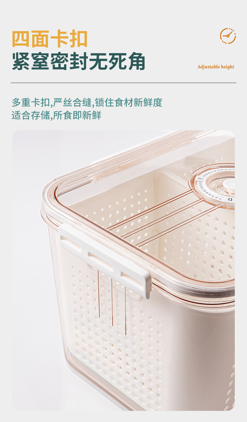 Refrigerator Storage Box Cross-Border PET Plastic Thickened Transparent Drain Basket Compartment Timing Fresh-Keeping Collection