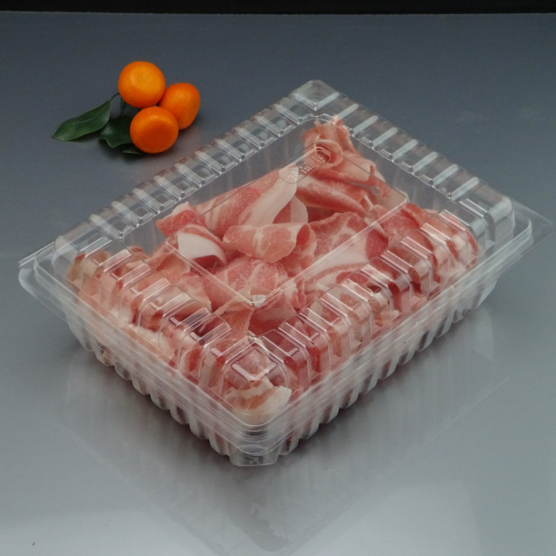 Disposable Meat Slice Box Transparent Fresh-Keeping Frozen Plastic with Lid Lamb Chops Beef Roll Packing Box to-Go Box Free Shipping