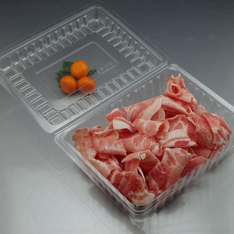 Disposable Meat Slice Box Transparent Fresh-Keeping Frozen Plastic with Lid Lamb Chops Beef Roll Packing Box to-Go Box Free Shipping