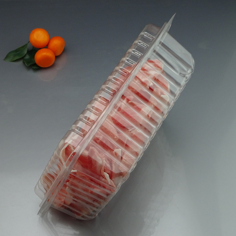 Disposable Meat Slice Box Transparent Fresh-Keeping Frozen Plastic with Lid Lamb Chops Beef Roll Packing Box to-Go Box Free Shipping