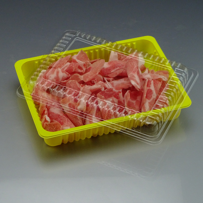 Disposable Meat Slice Box Transparent Fresh-Keeping Frozen Plastic with Lid Lamb Chops Beef Roll Packing Box to-Go Box Free Shipping