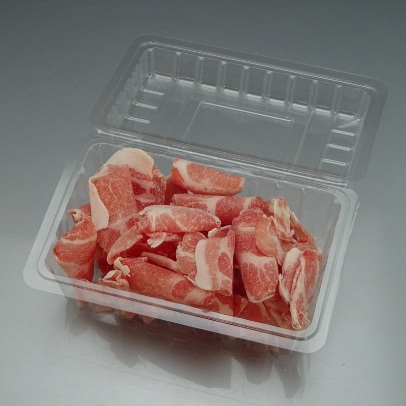 Disposable Meat Slice Box Transparent Fresh-Keeping Frozen Plastic with Lid Lamb Chops Beef Roll Packing Box to-Go Box Free Shipping