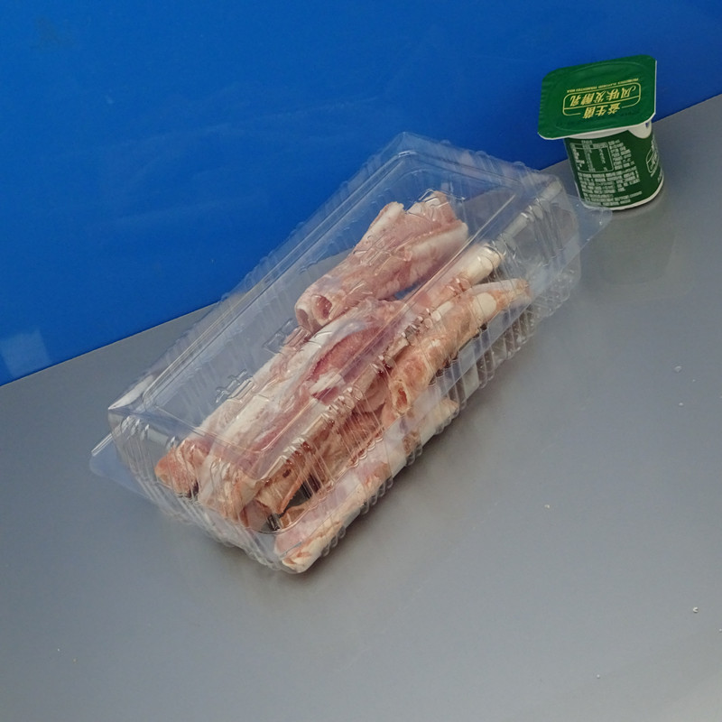 Disposable Meat Slice Box Transparent Fresh-Keeping Frozen Plastic with Lid Lamb Chops Beef Roll Packing Box to-Go Box Free Shipping