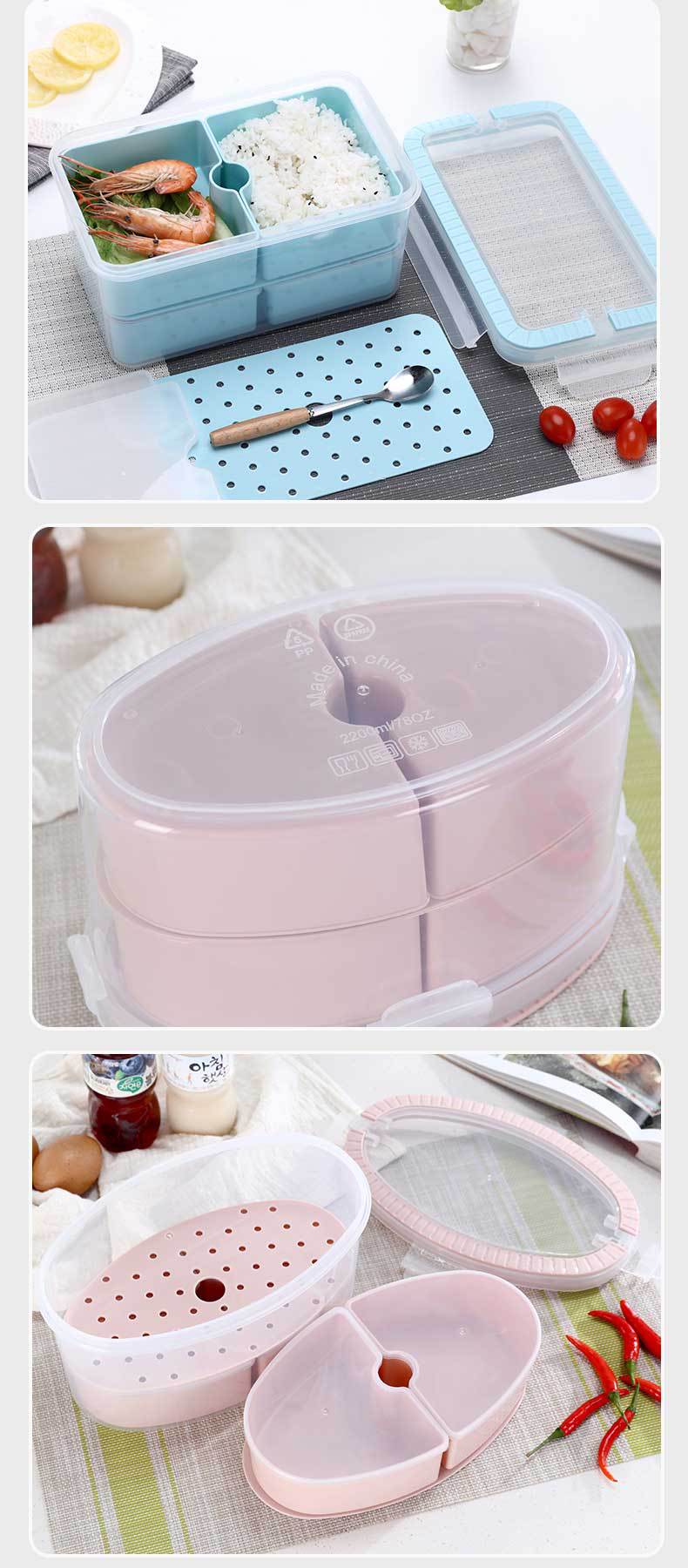 Zhang Bow Square Office Worker Hand-Held Bento Box Double-Layer Fresh-Keeping Lunch Box Kitchen Multi-Layer Storage Microwaveable Lunch Box