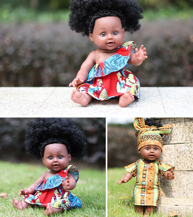 Imitation black baby baby girl toy doll Plastic soft plastic doll African doll